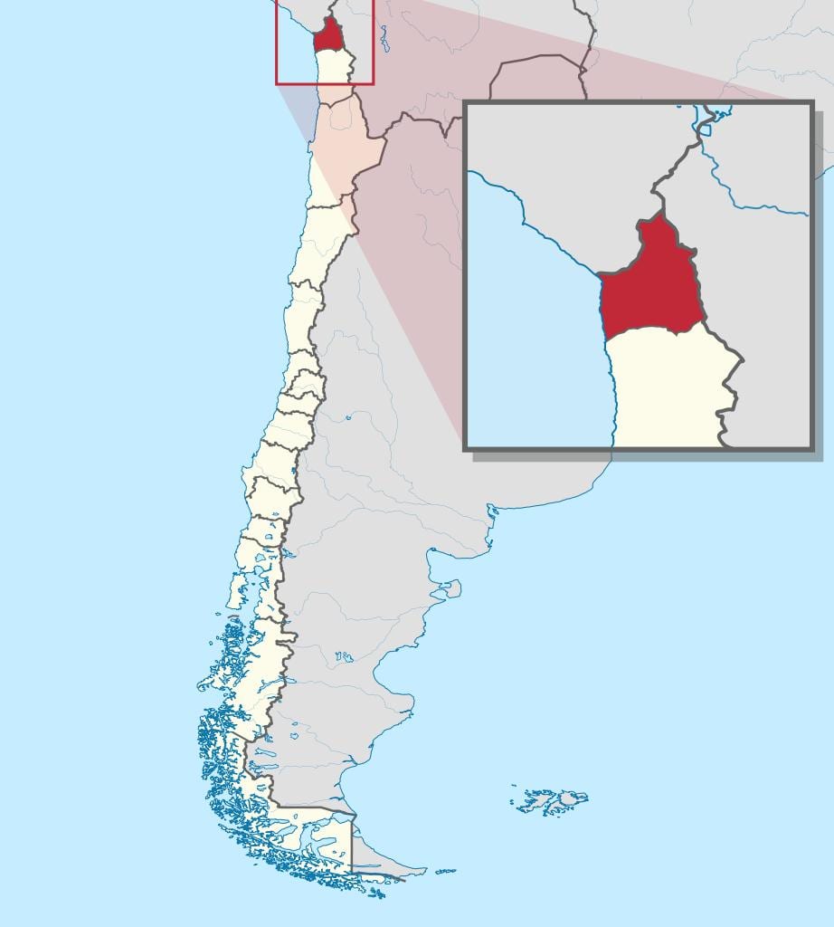Kort over Chile, arica