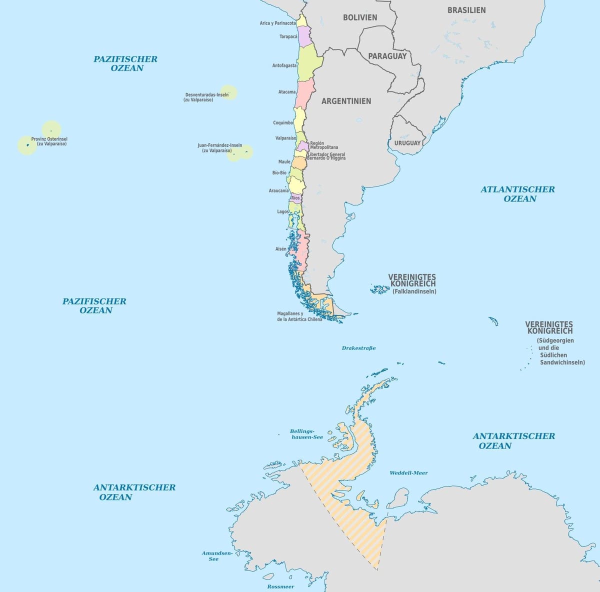 Kort over øerne Chile