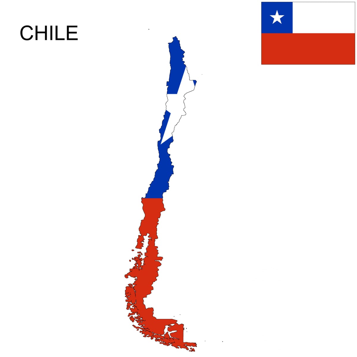 Chile-kort, flag