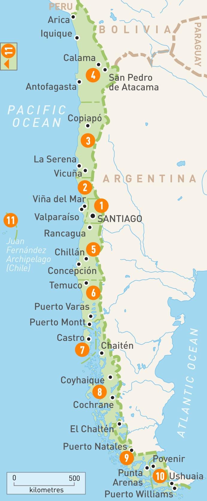 Chile provinser kort