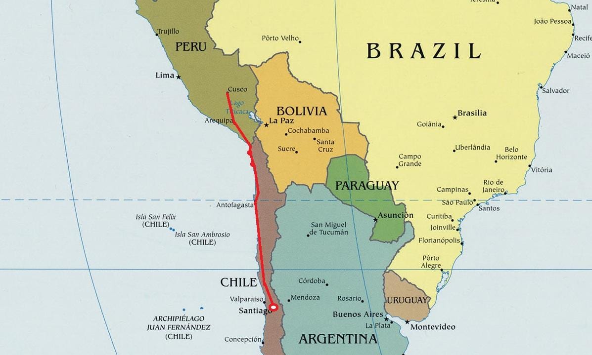 Kort over det nordlige Chile