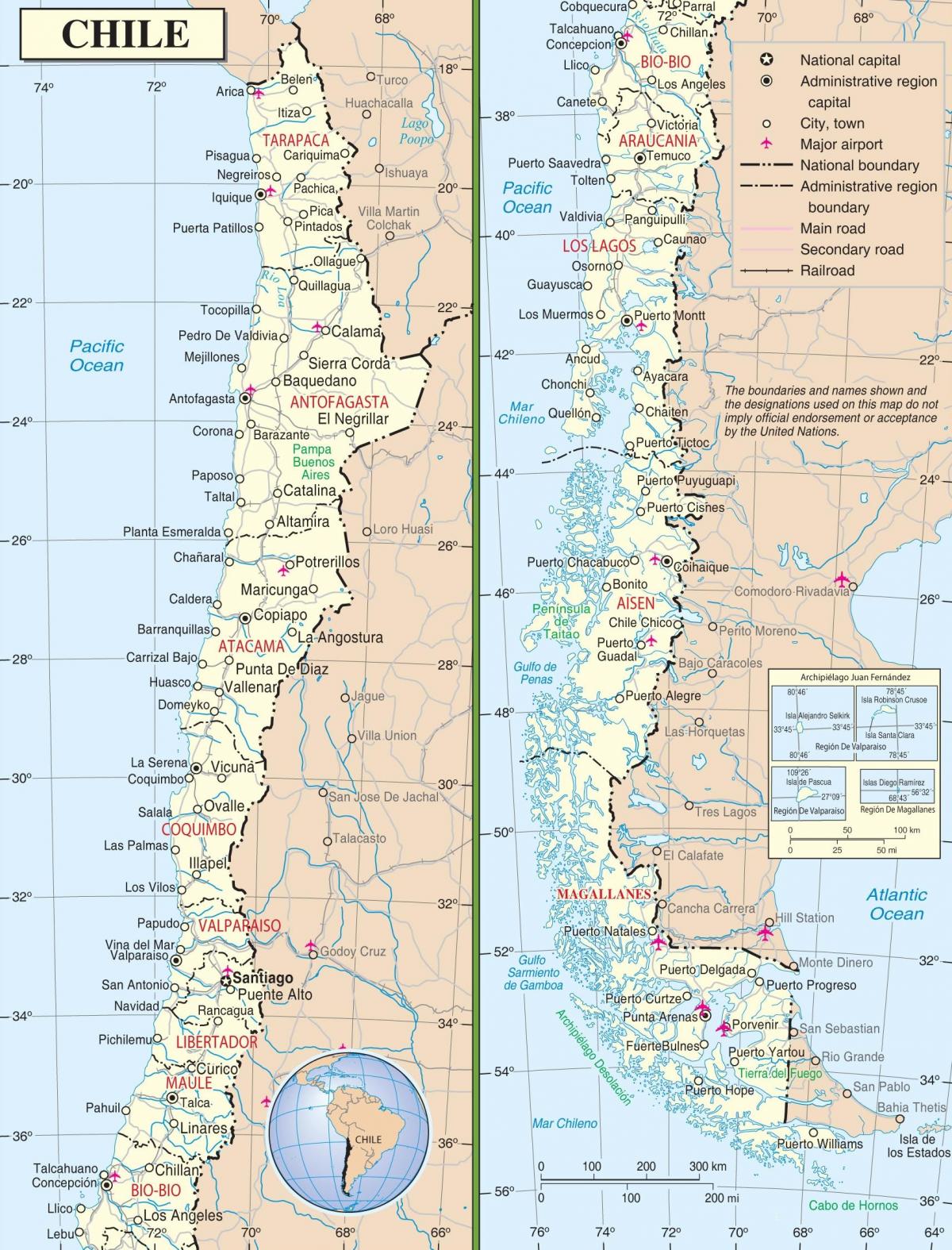 kort de Chile