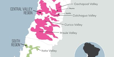 Kort central valley Chile