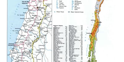 Kort Chile naturlige ressourcer 